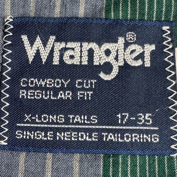 Vintage Wrangler Western Long Sleeve Pearl Snap Button Up Shirt Men Size 17-35 - Picture 4 of 6